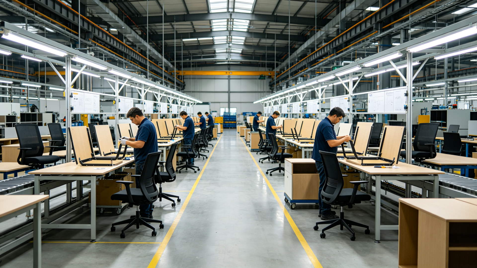 Modern workshop interior of GUTU office furniture factory